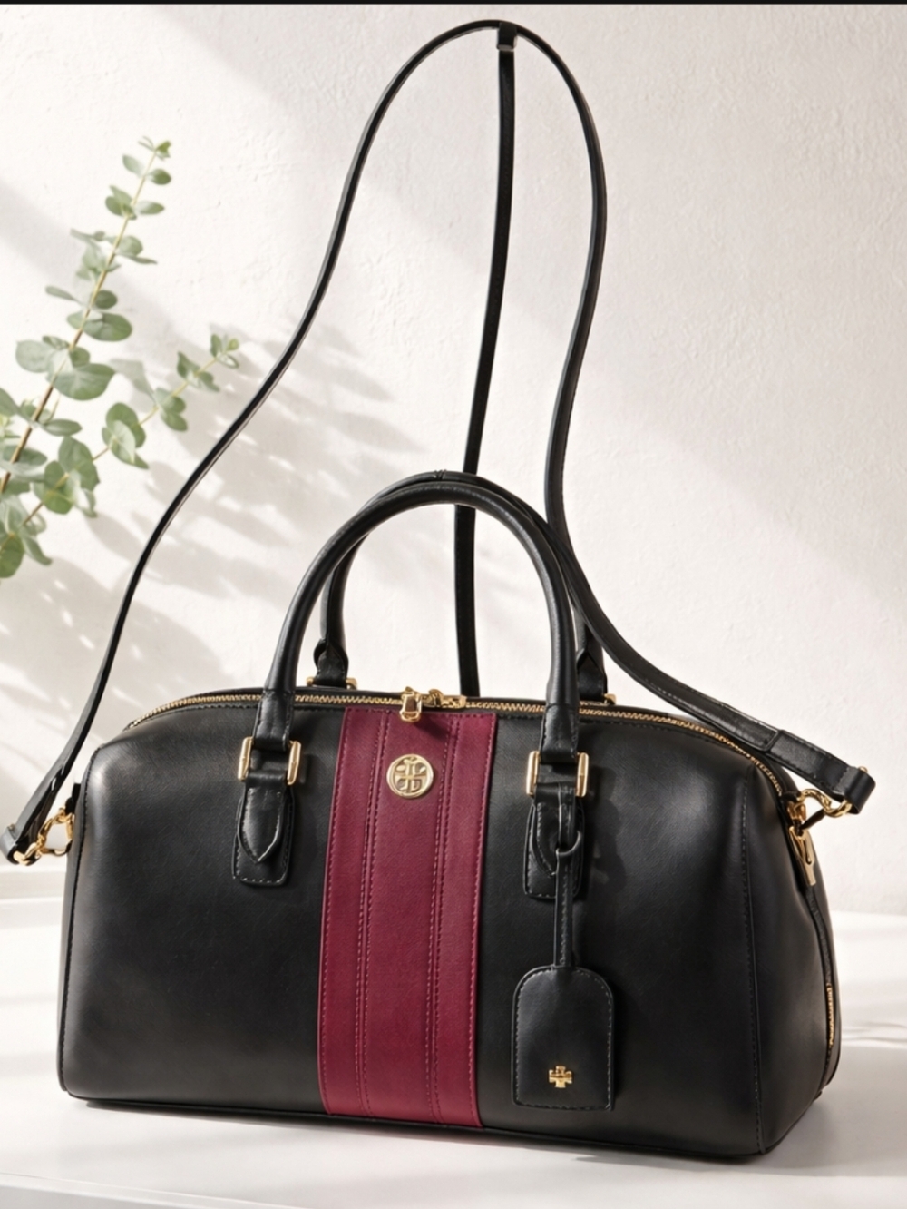 Tory Burch Robinson Stripe Dome Satchel - Picture 8 of 10